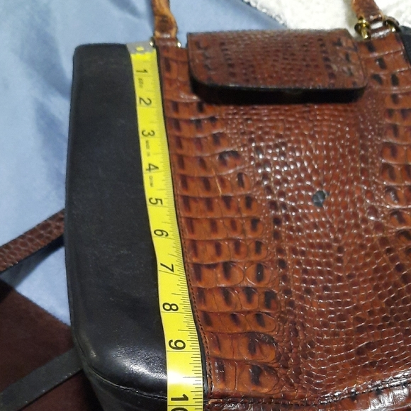 Brahmin Black and Brown Croc-Embossed Satchel - Picture 5 of 9